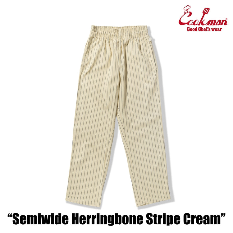 Cookman Chef Pants Semiwide -  Herringbone Stripe : Cream