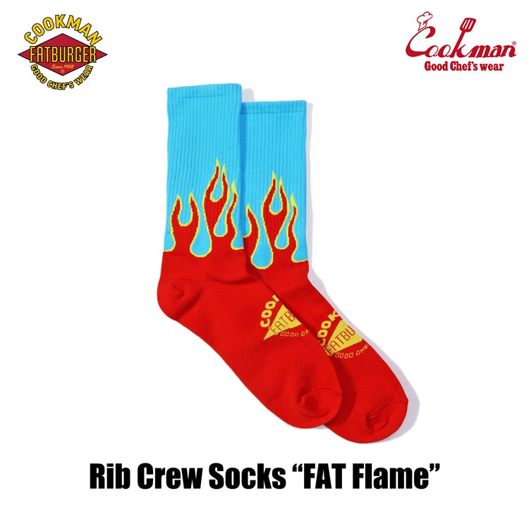 Cookman Rib Crew Socks - FAT Flame