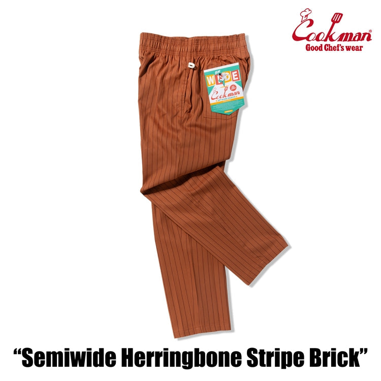 Cookman Chef Pants Semiwide -  Herringbone Stripe : Brick