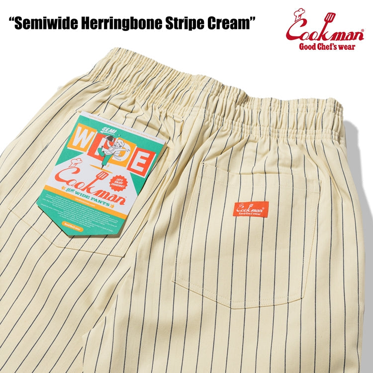 Cookman Chef Pants Semiwide -  Herringbone Stripe : Cream