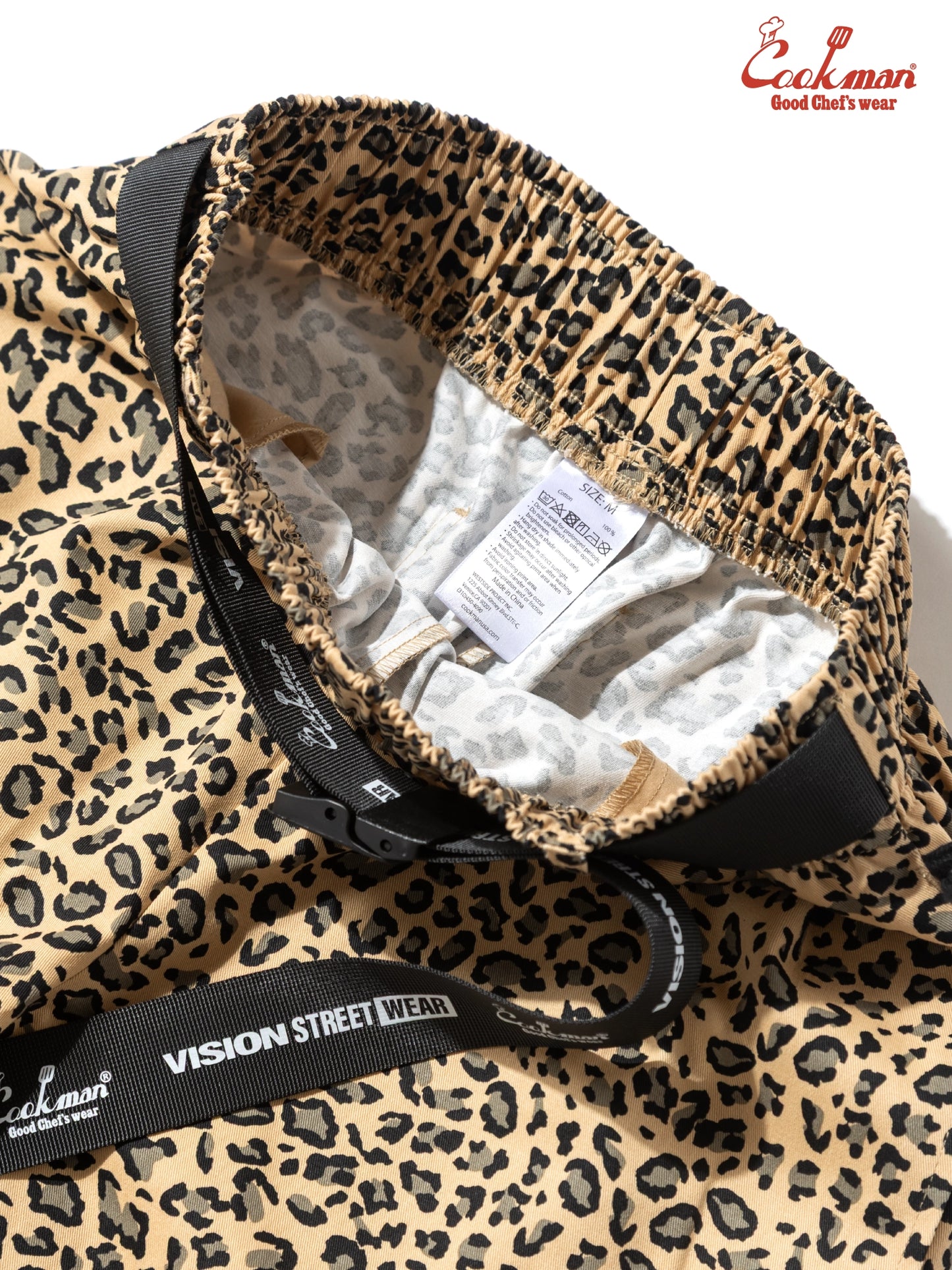 Chef Pants Short Black Belt  - Vision Leopard : Beige