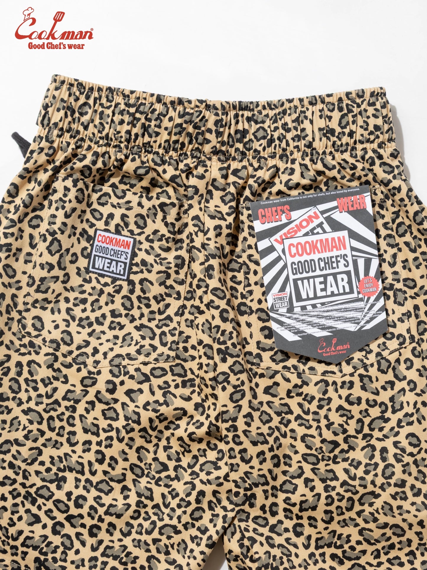 Chef Pants Short Black Belt  - Vision Leopard : Beige