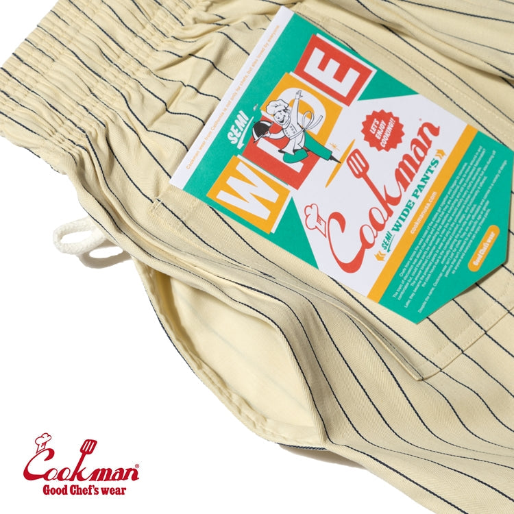 Cookman Chef Pants Semiwide -  Herringbone Stripe : Cream