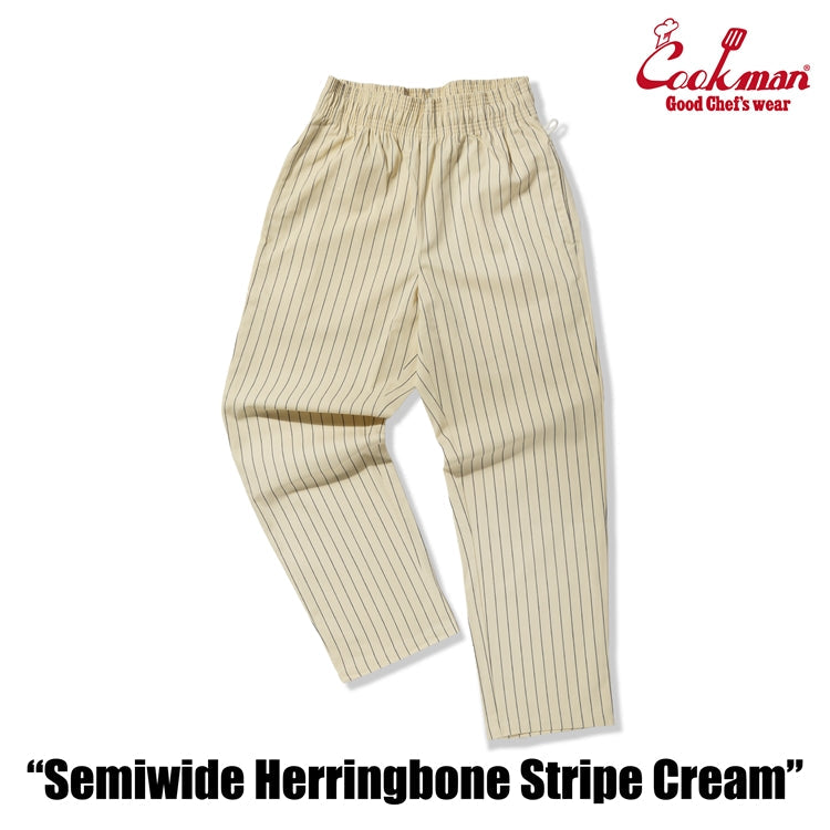 パンツ Melange Herringbone StripeChefTrackPants Chef Pants Semiwide - Herringbone Stripe : Cream