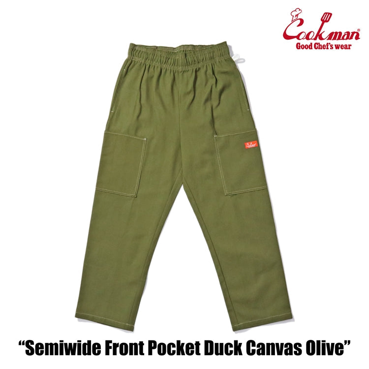 Cookman Chef Pants Semiwide - Front Pocket Duck Canvas : Olive