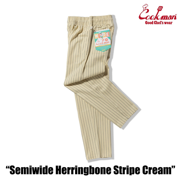 Chef Pants Semiwide - Herringbone Stripe : Cream