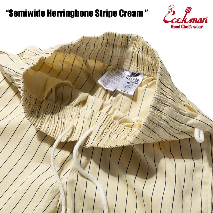 Cookman Chef Pants Semiwide -  Herringbone Stripe : Cream