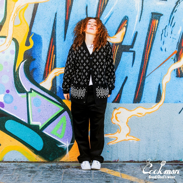 Cookman Knitted Cardigan - Bandanna Cross : Black