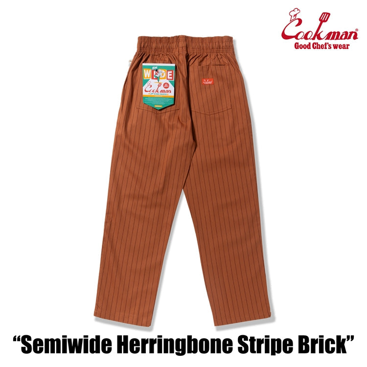 Cookman Chef Pants Semiwide -  Herringbone Stripe : Brick