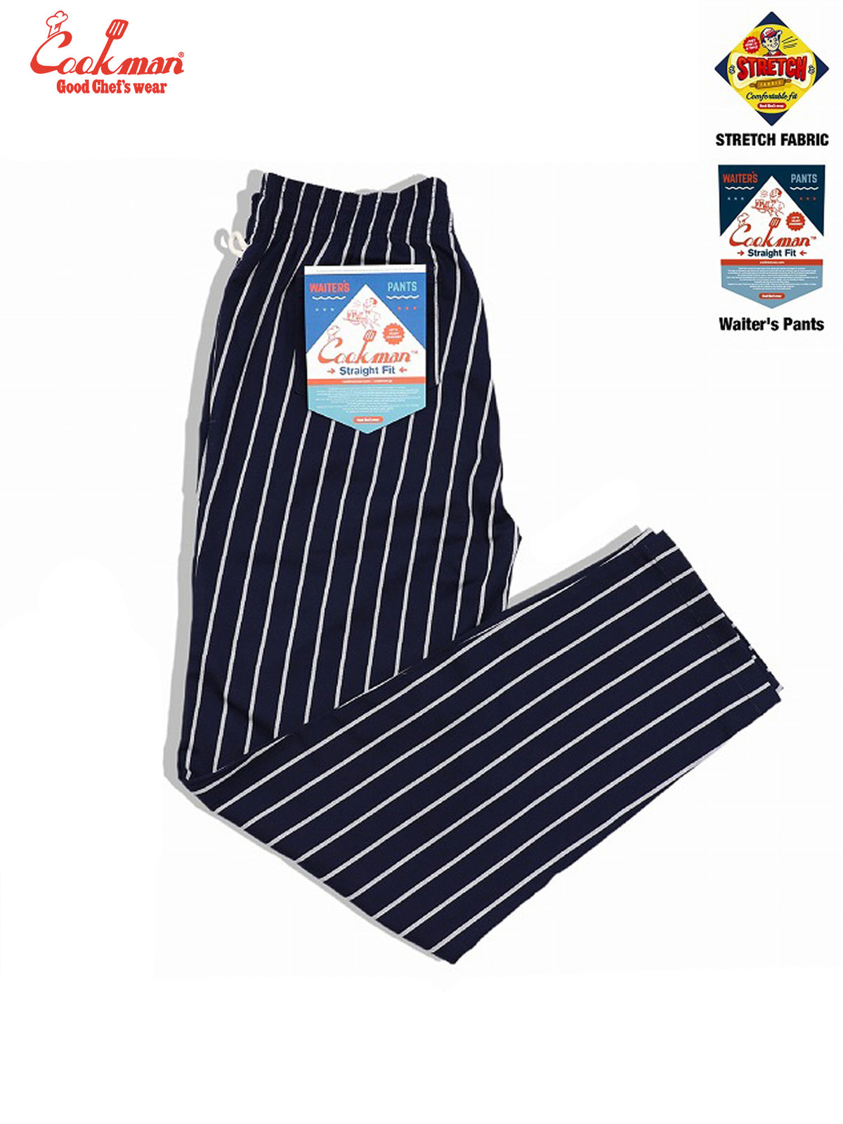 Waiter's Pants (stretch) - Stripe : Navy