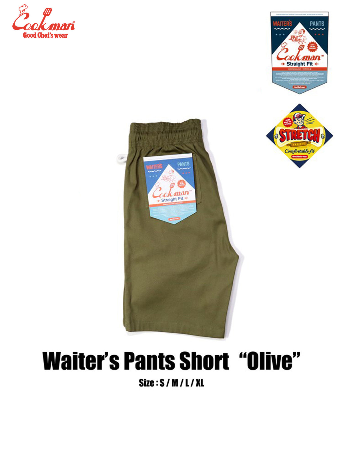 Waiter's Short Pants (stretch) : Olive