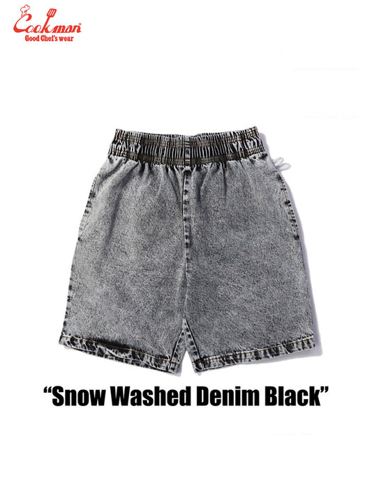 Chef Short Pants - Snow Washed Denim: Black