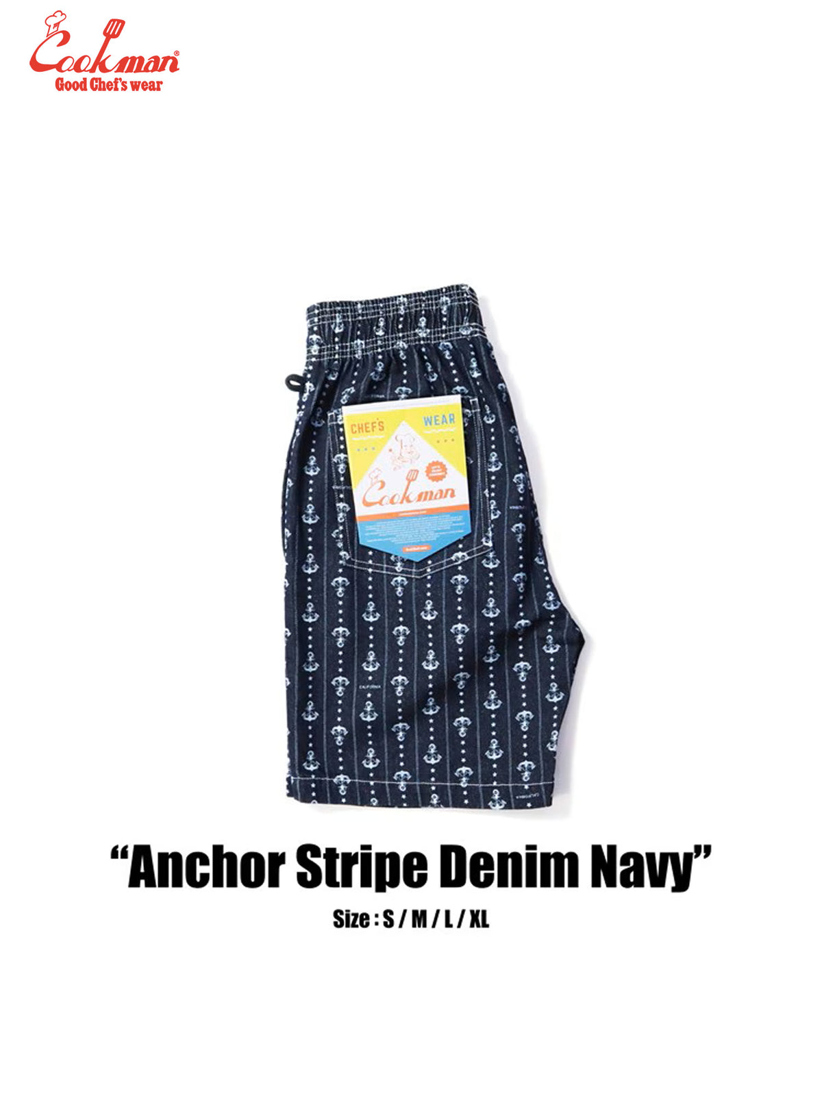 Chef Short Pants - Anchor Stripe Denim: Navy