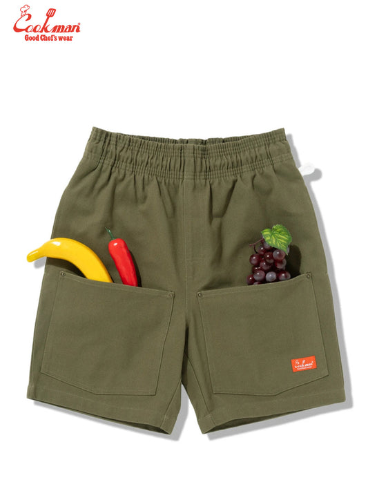Chef Short Pants  Front pocket - Duck Canvas Olive