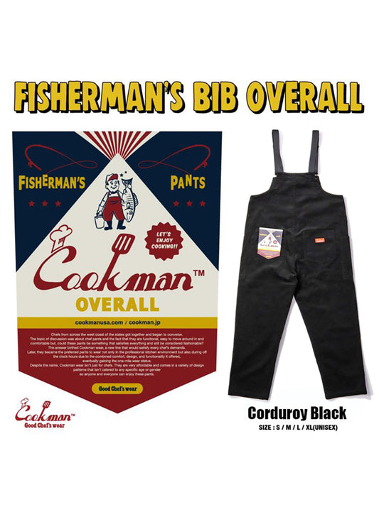 Fisherman's Bib Overall - Corduroy : Black