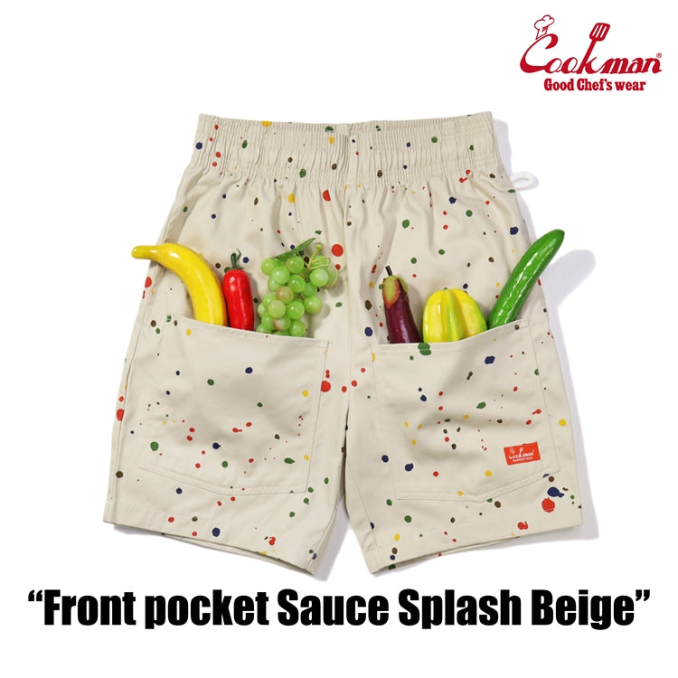 Chef Short Pants Front Pocket - Sauce Splash : Beige