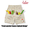 Cookman Chef Short Pants Front Pocket - Sauce Splash : Beige