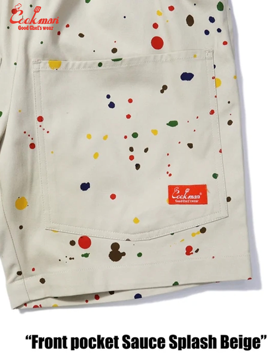 Chef Short Pants Front Pocket - Sauce Splash : Beige