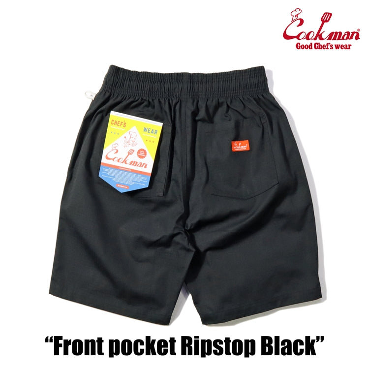 Chef Short Pants Front Pocket - Ripstop : Black