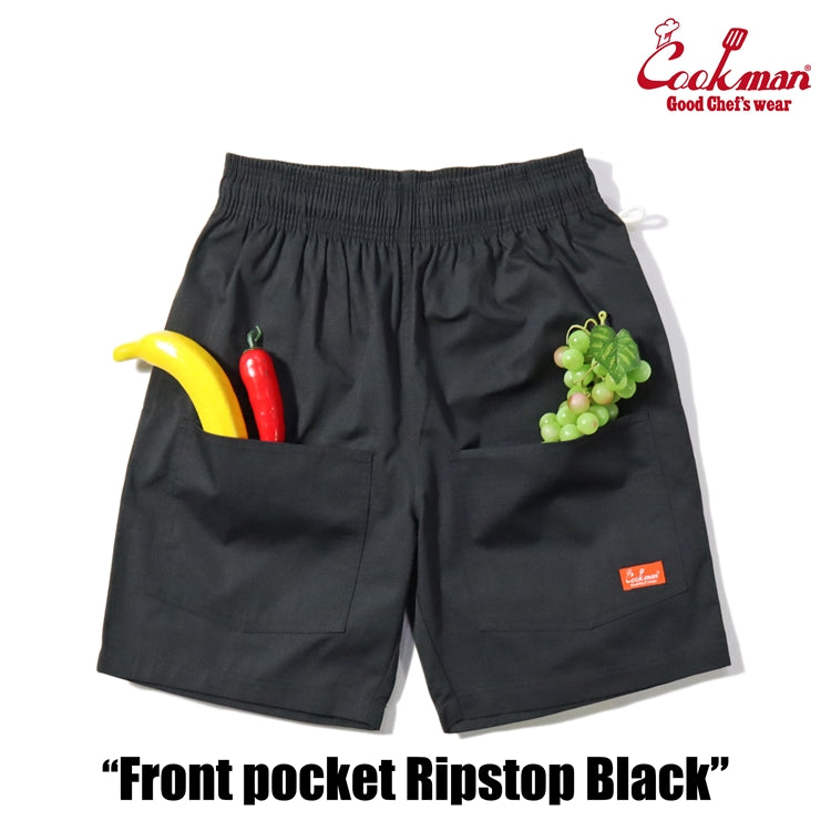 Chef Short Pants Front Pocket - Ripstop : Black