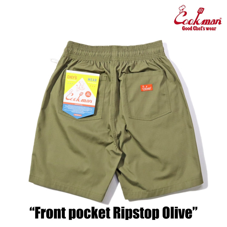 Chef Short Pants Front Pocket - Ripstop : Olive
