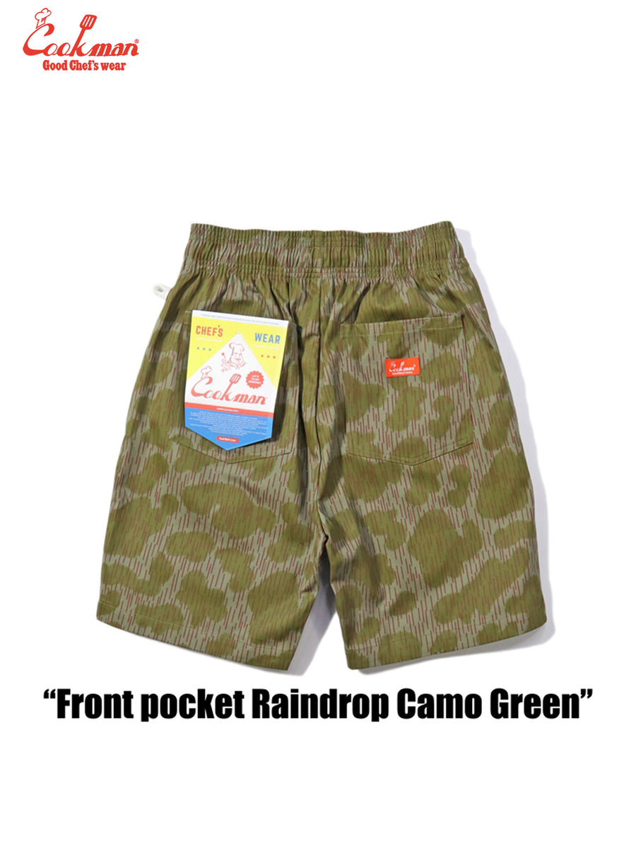 Chef Short Pants Front Pocket - Raindrop Camo : Green