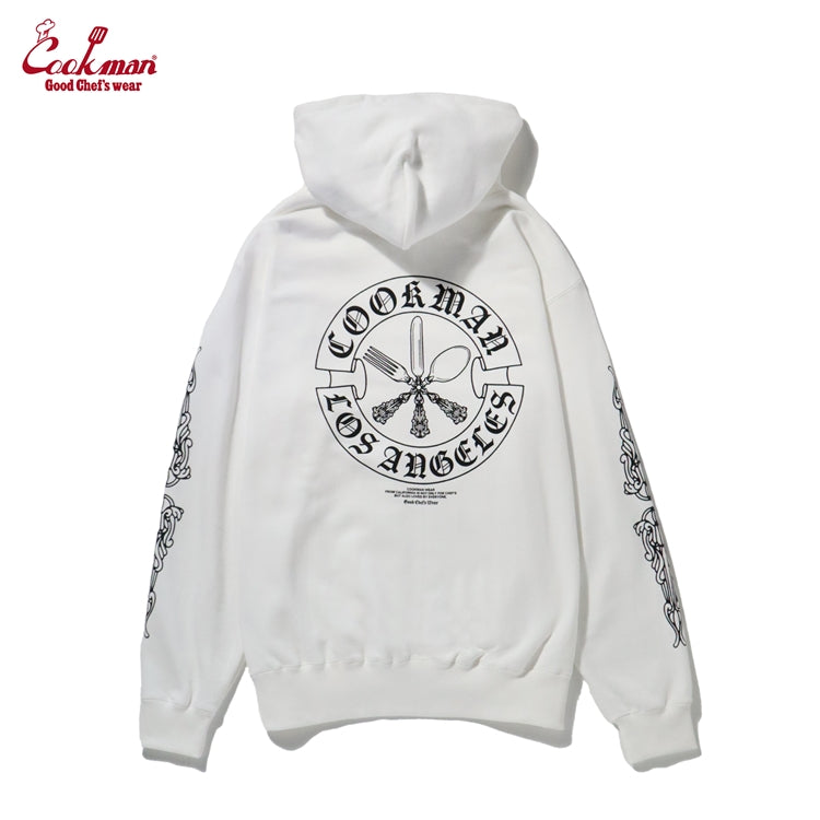 Zip-up Hoodie - Cutlery : White