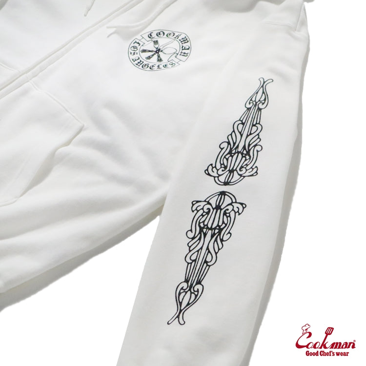 Cookman Zip-up Hoodie - Cutlery : White