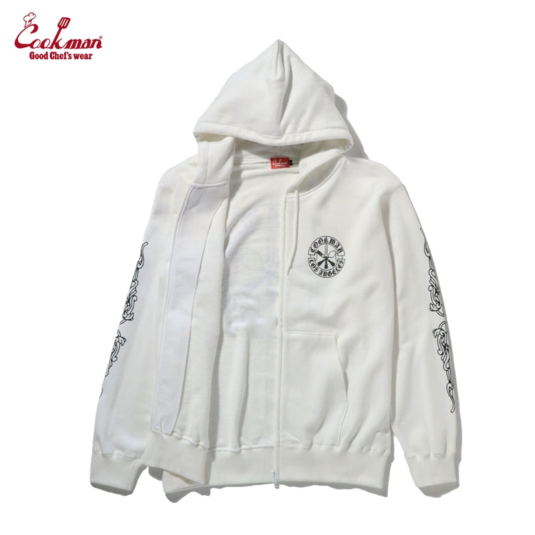 Cookman Zip-up Hoodie - Cutlery : White