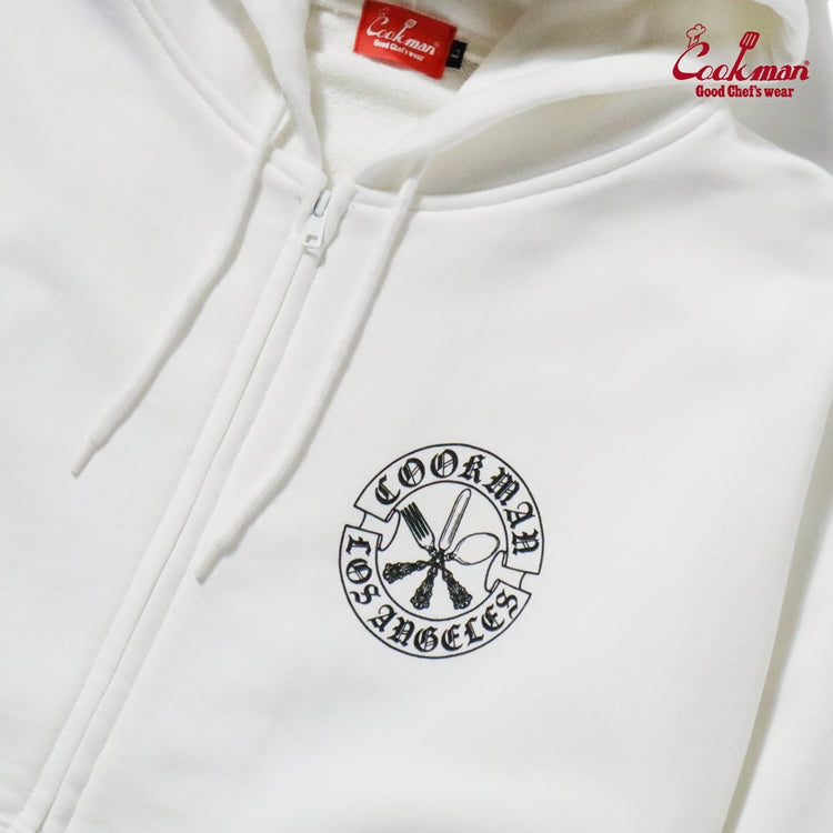 Cookman Zip-up Hoodie - Cutlery : White