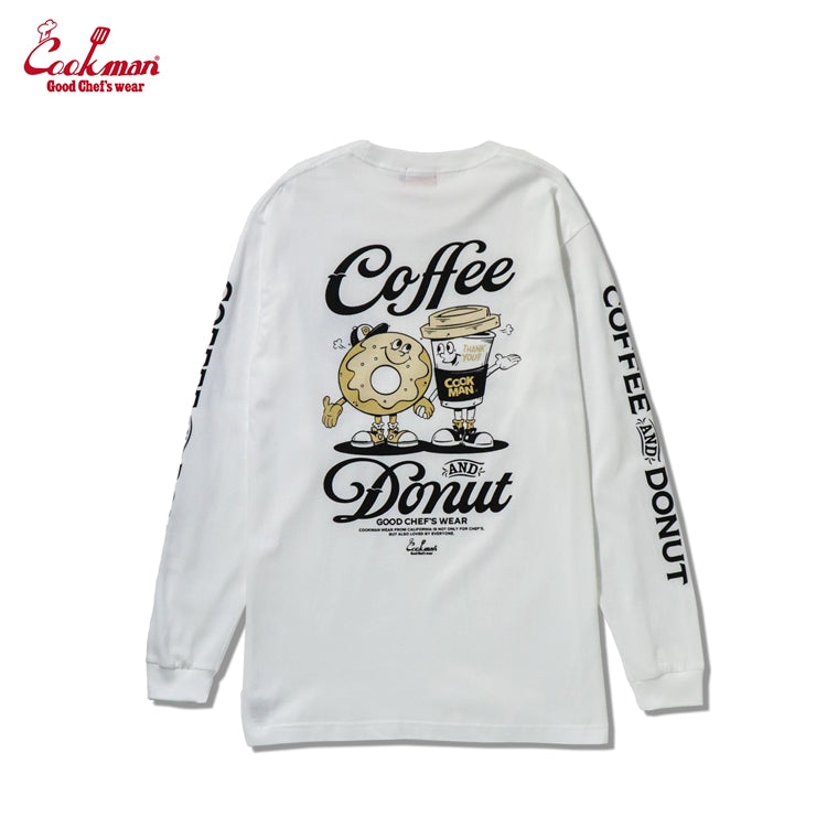 Cookman Long Sleeve Tees - Coffee & Donut : White