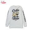 Cookman Long Sleeve Tees - Coffee & Donut : White