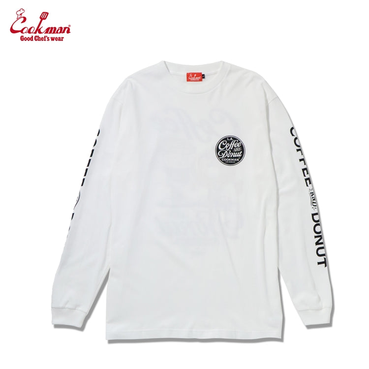 Cookman Long Sleeve Tees - Coffee & Donut : White