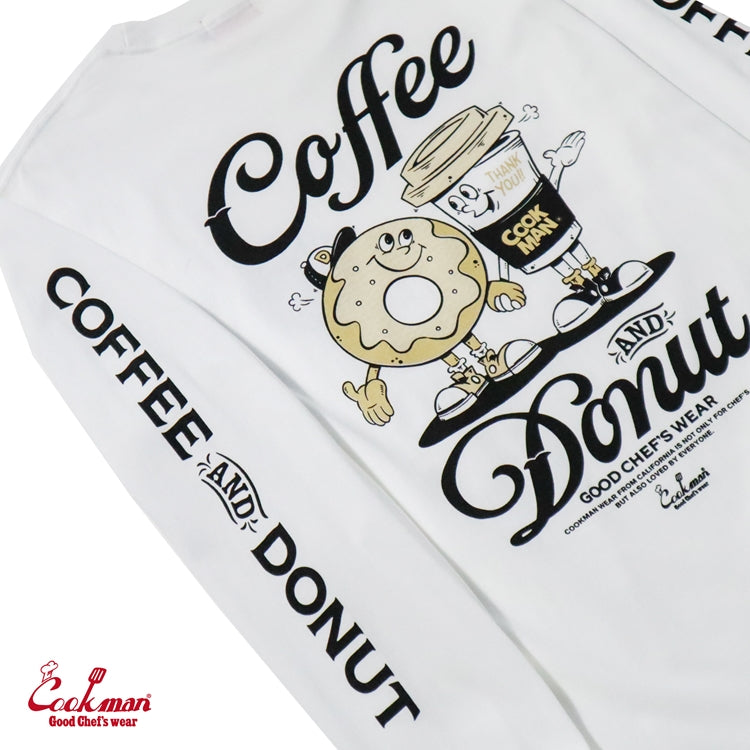 Cookman Long Sleeve Tees - Coffee & Donut : White