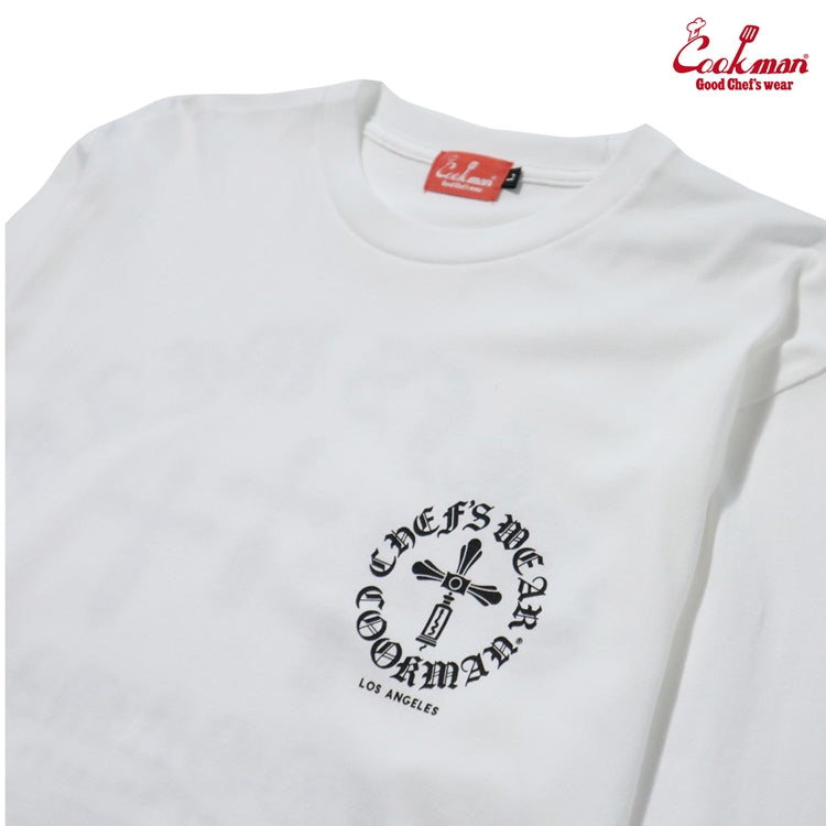 Cookman Long Sleeve Tees - Wine Opener : White