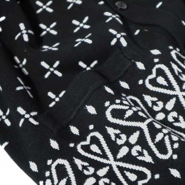 Cookman Knitted Cardigan - Bandanna Cross : Black