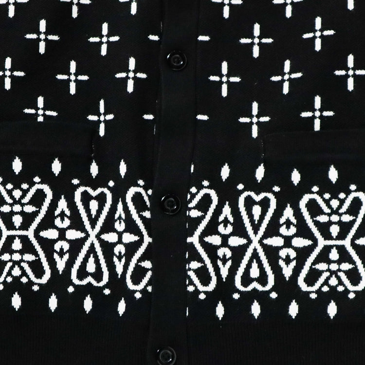 Cookman Knitted Cardigan - Bandanna Cross : Black