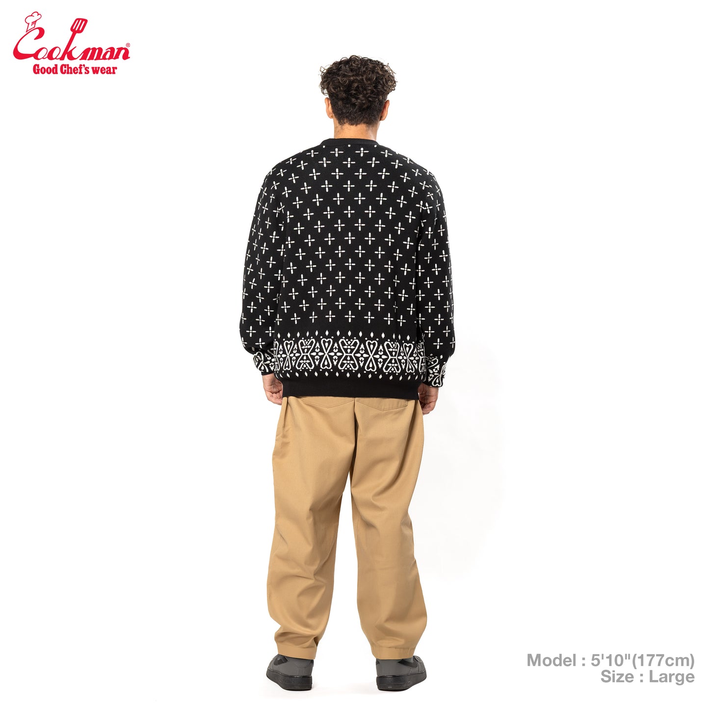 Cookman Knitted Cardigan - Bandanna Cross : Black