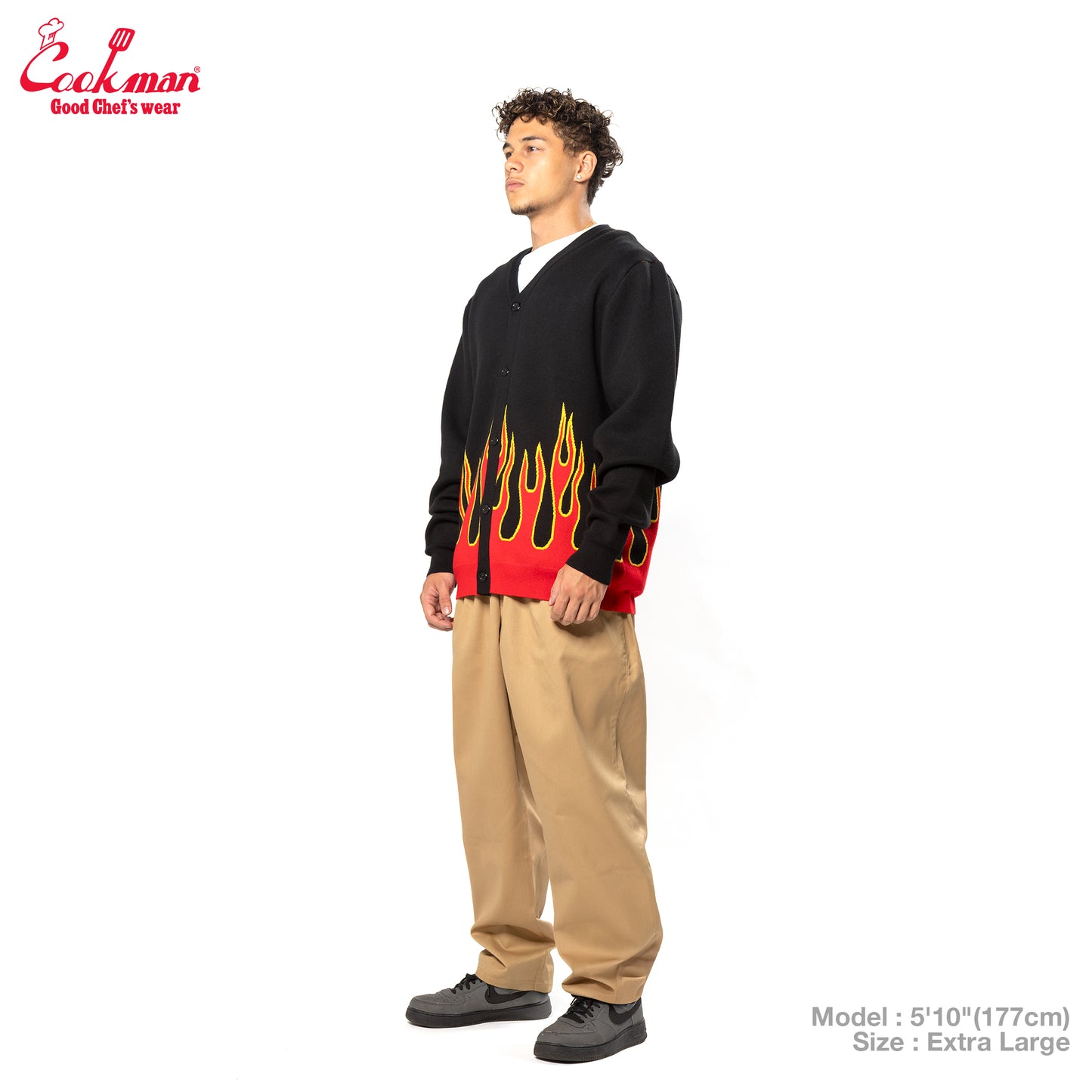 Cookman Knitted Cardigan - Flame : Black