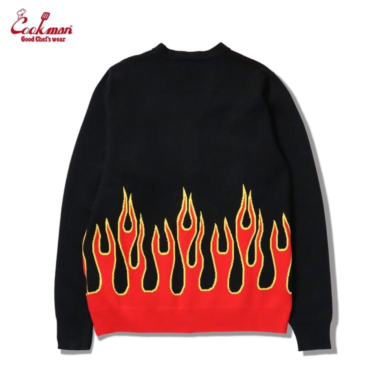 Cookman Knitted Cardigan - Flame : Black