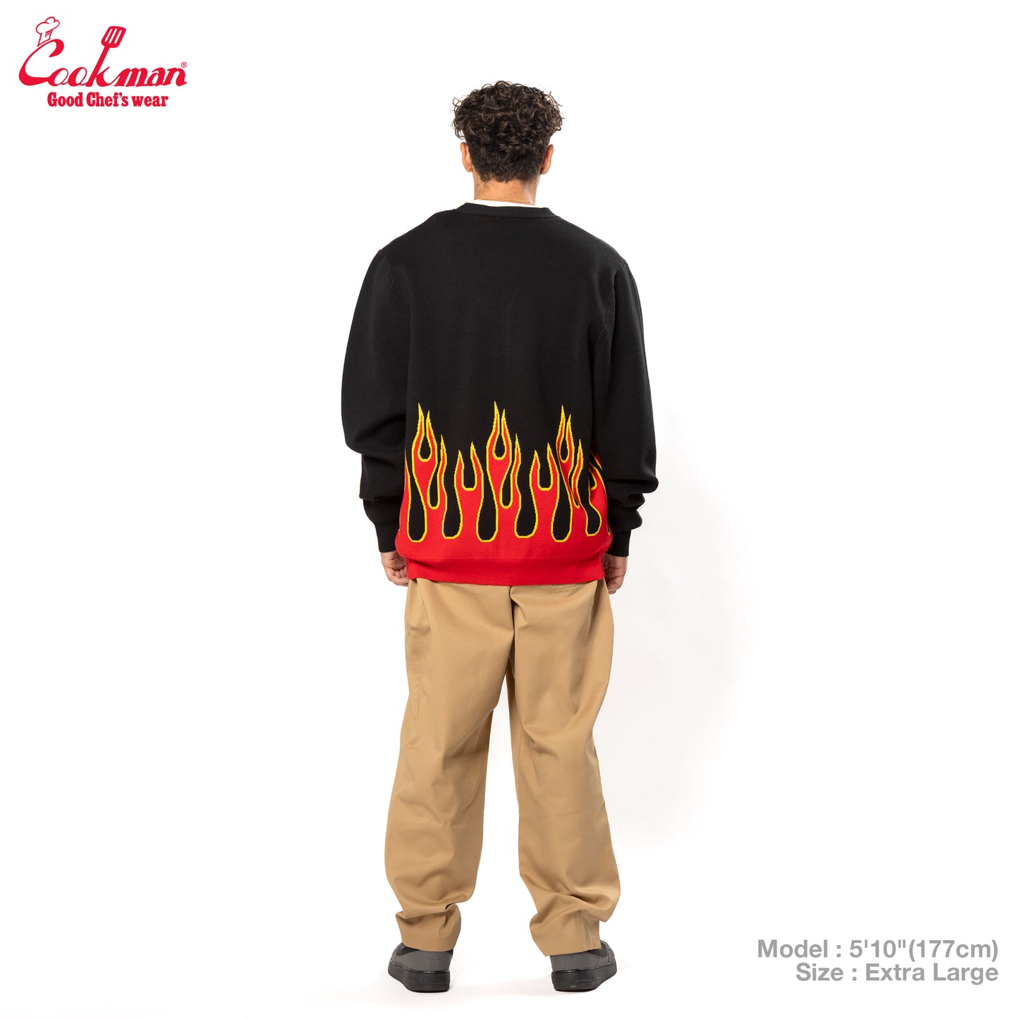 Cookman Knitted Cardigan - Flame : Black