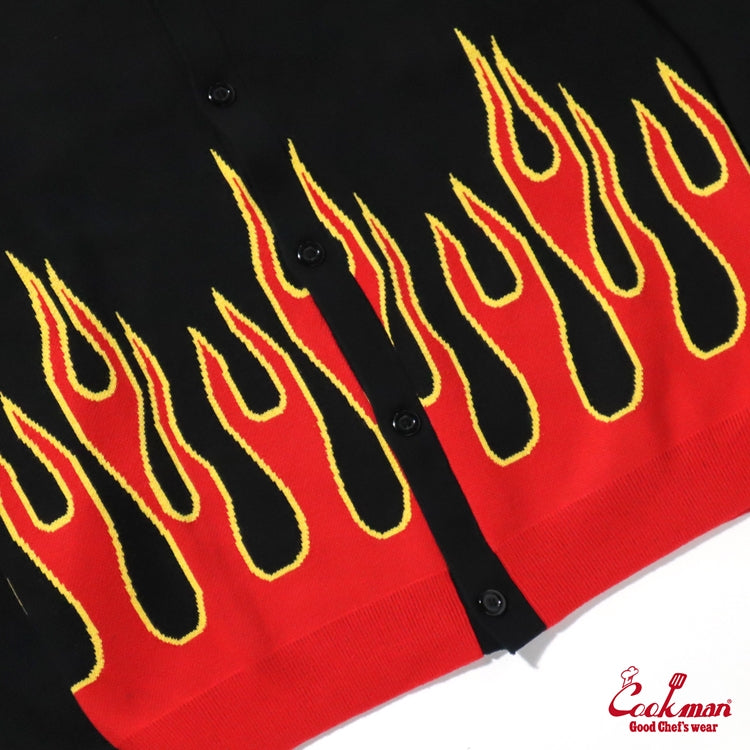 Cookman Knitted Cardigan - Flame : Black