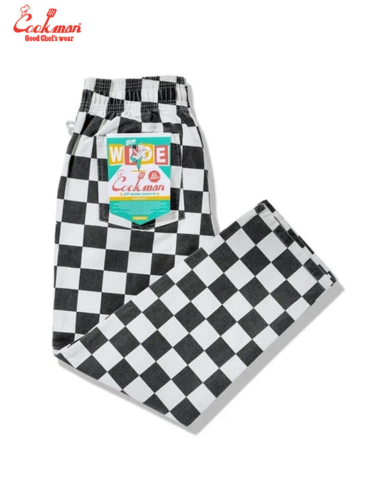 Chef Pants Semiwide -  Washed Duck Canvas Checker : Black