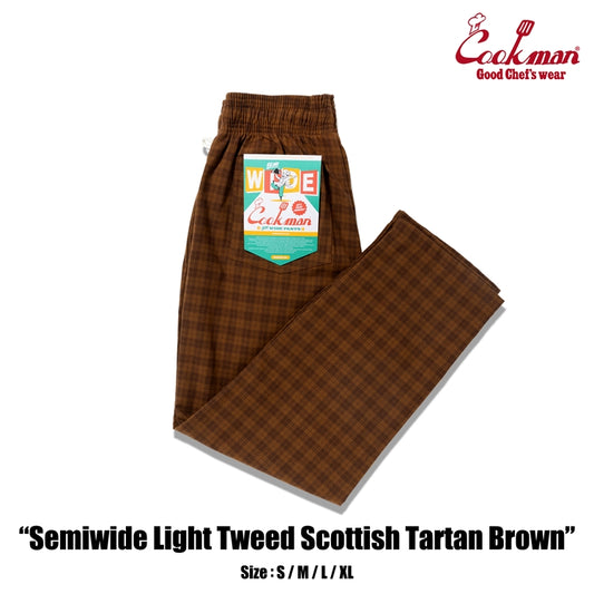 Cookman Chef Pants Semiwide -  Light Tweed : Scottish Tartan Brown