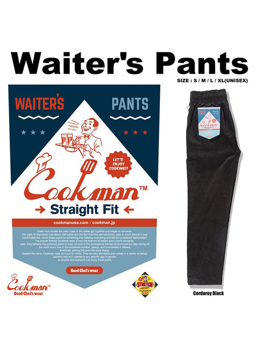 Waiter's Pants (stretch) - Corduroy : Black
