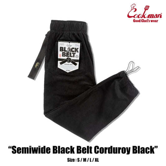 Cookman Chef Pants Semiwide - Black Belt Corduroy : Black
