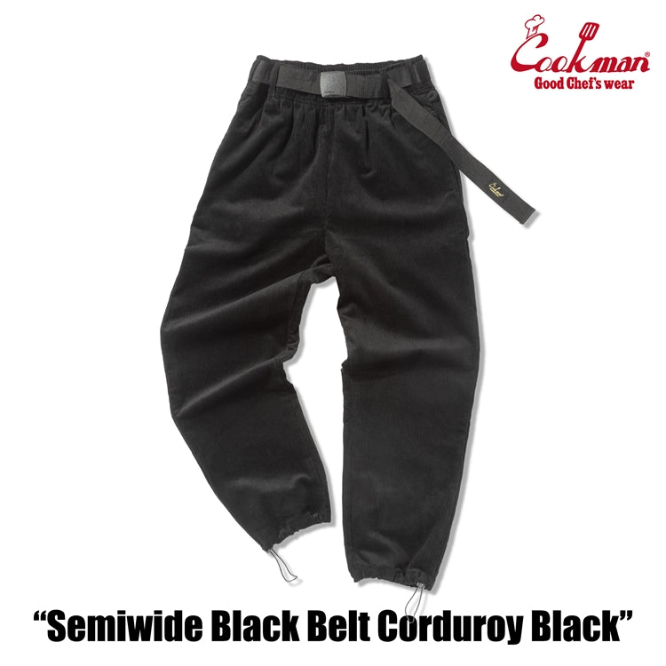 Cookman Chef Pants Semiwide - Black Belt Corduroy : Black