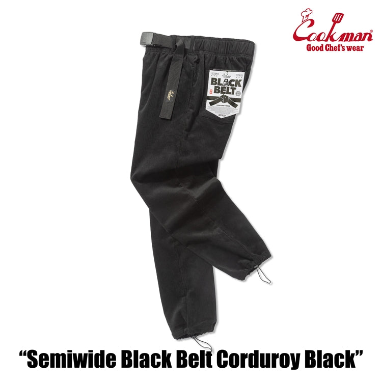 Cookman Chef Pants Semiwide - Black Belt Corduroy : Black