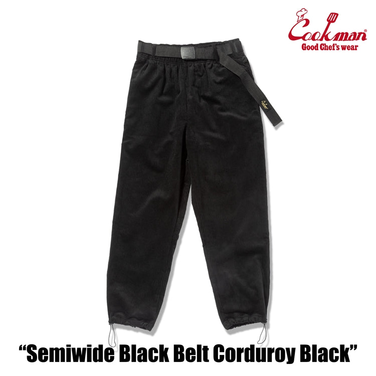 Cookman Chef Pants Semiwide - Black Belt Corduroy : Black