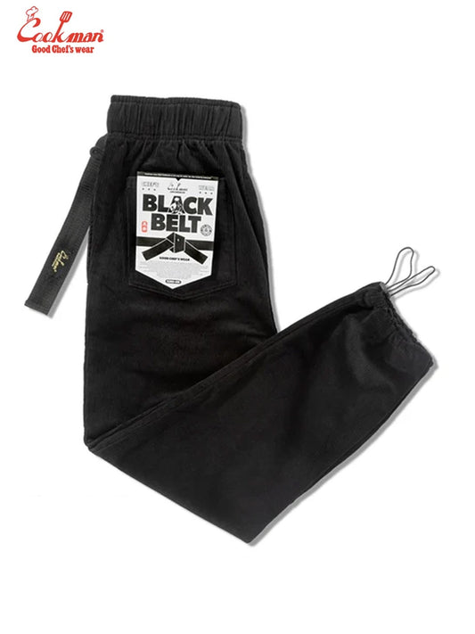 Chef Pants Semiwide - Black Belt Corduroy : Black